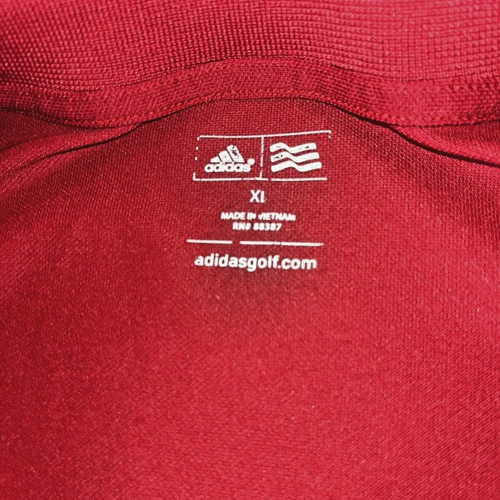 Adidas Golf Polo Shirt Mens XL Red Short Sleeve Caterpillar (CAT) Chest Logo